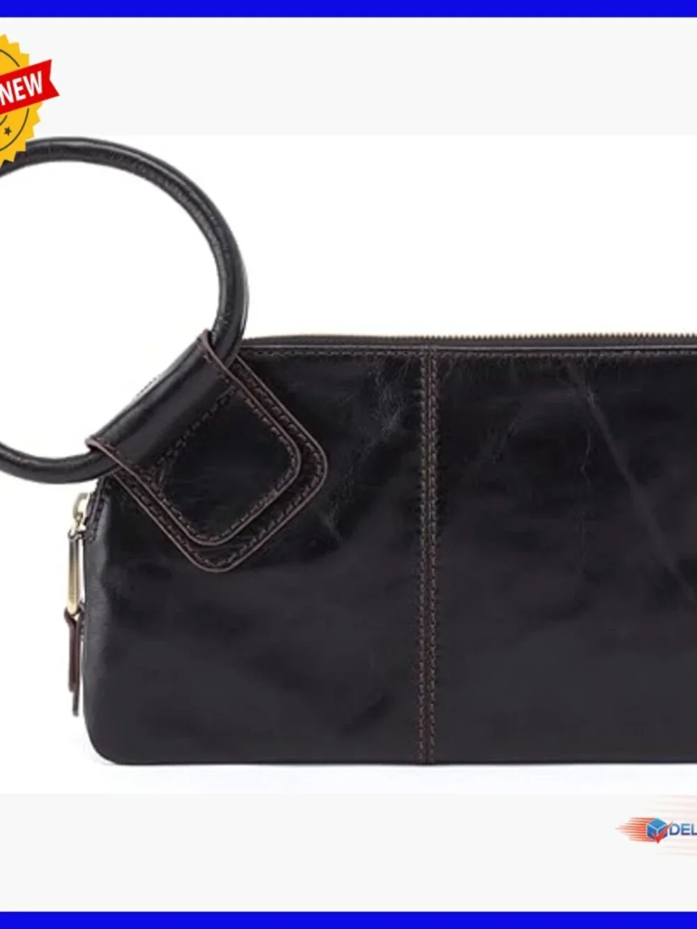 Leather Wristlet Clutch with Card Slots & Zippered Pocket
